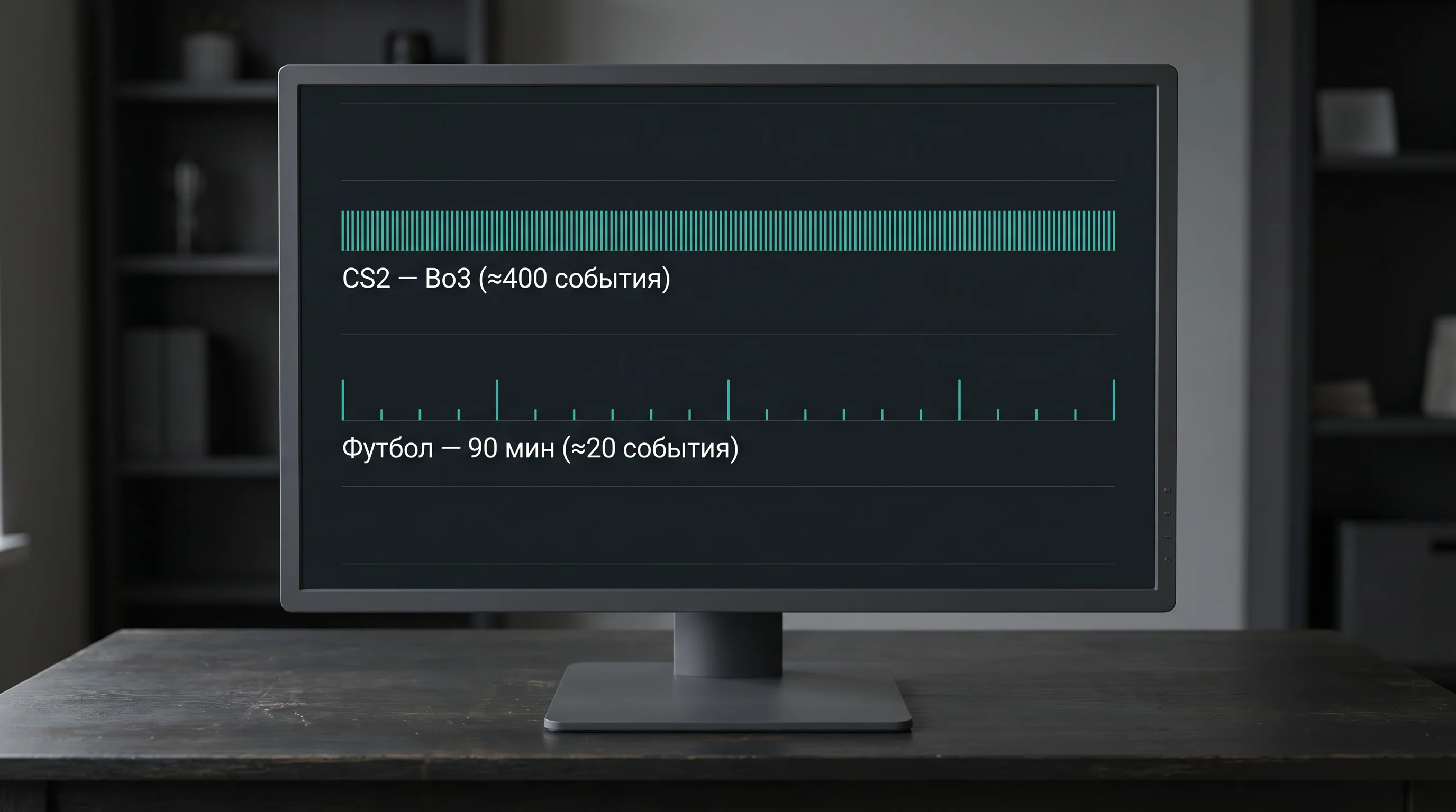 Сравнение на плътност на събитията в CS2 мач срещу футболен мач