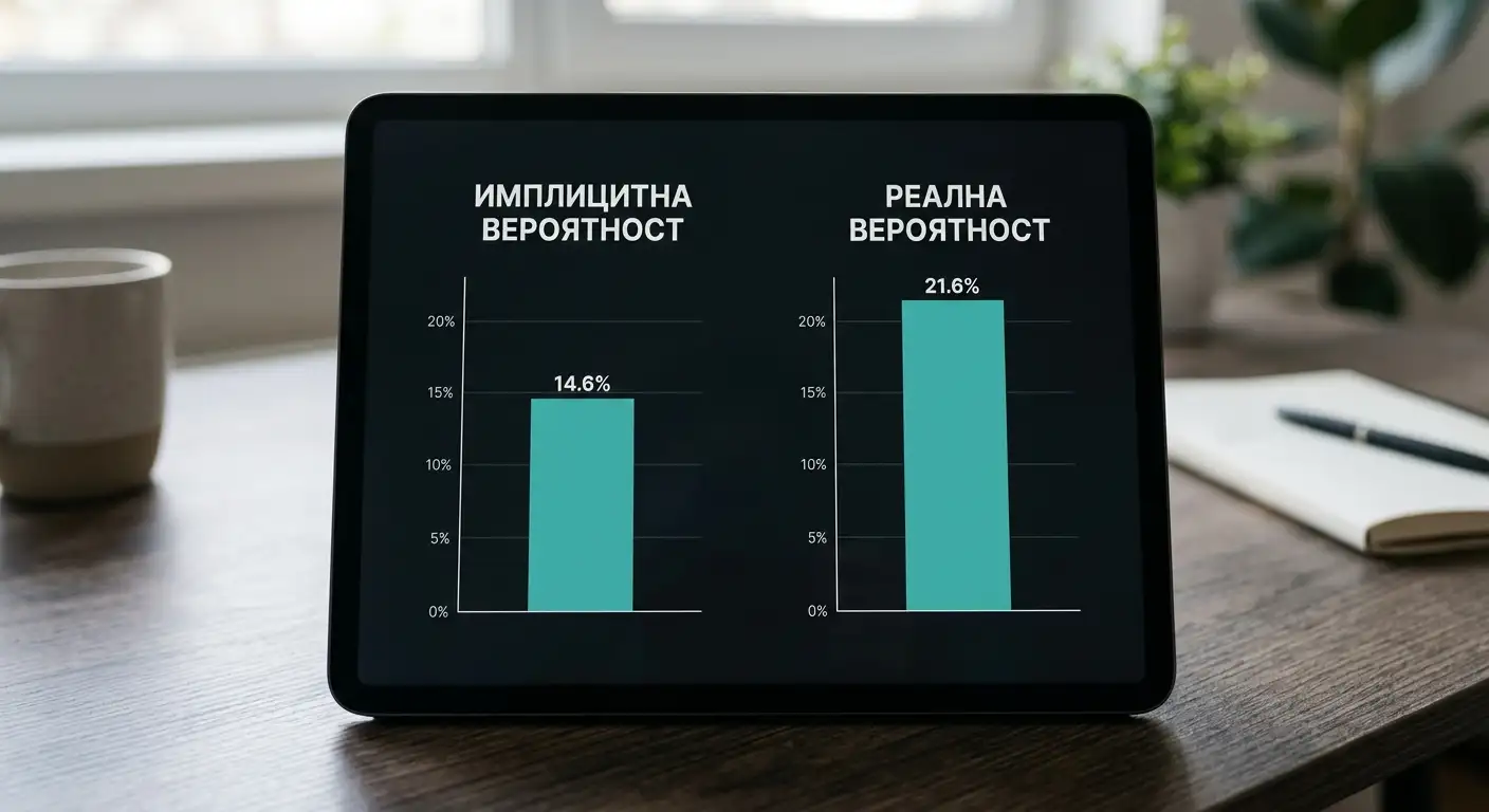 Сравнение между имплицитна и реална вероятност на парлей залог