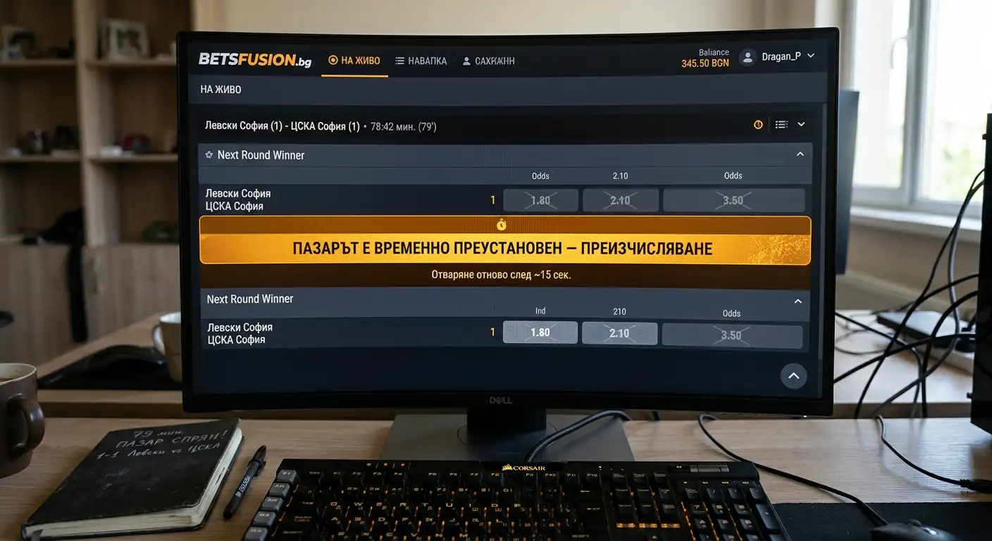 Замразен live пазар по време на CS2 рунд