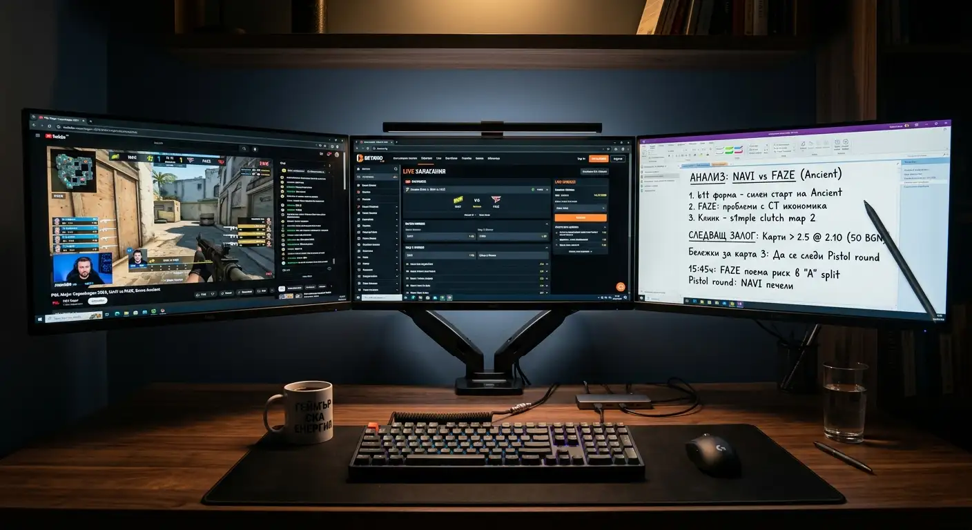 Сетъп с три монитора за live eSports беттинг