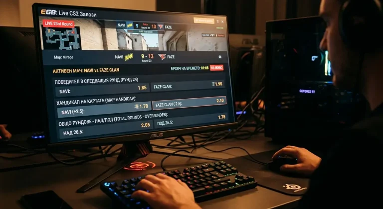 Live in-play eSports интерфейс с движещи се коефициенти в реално време
