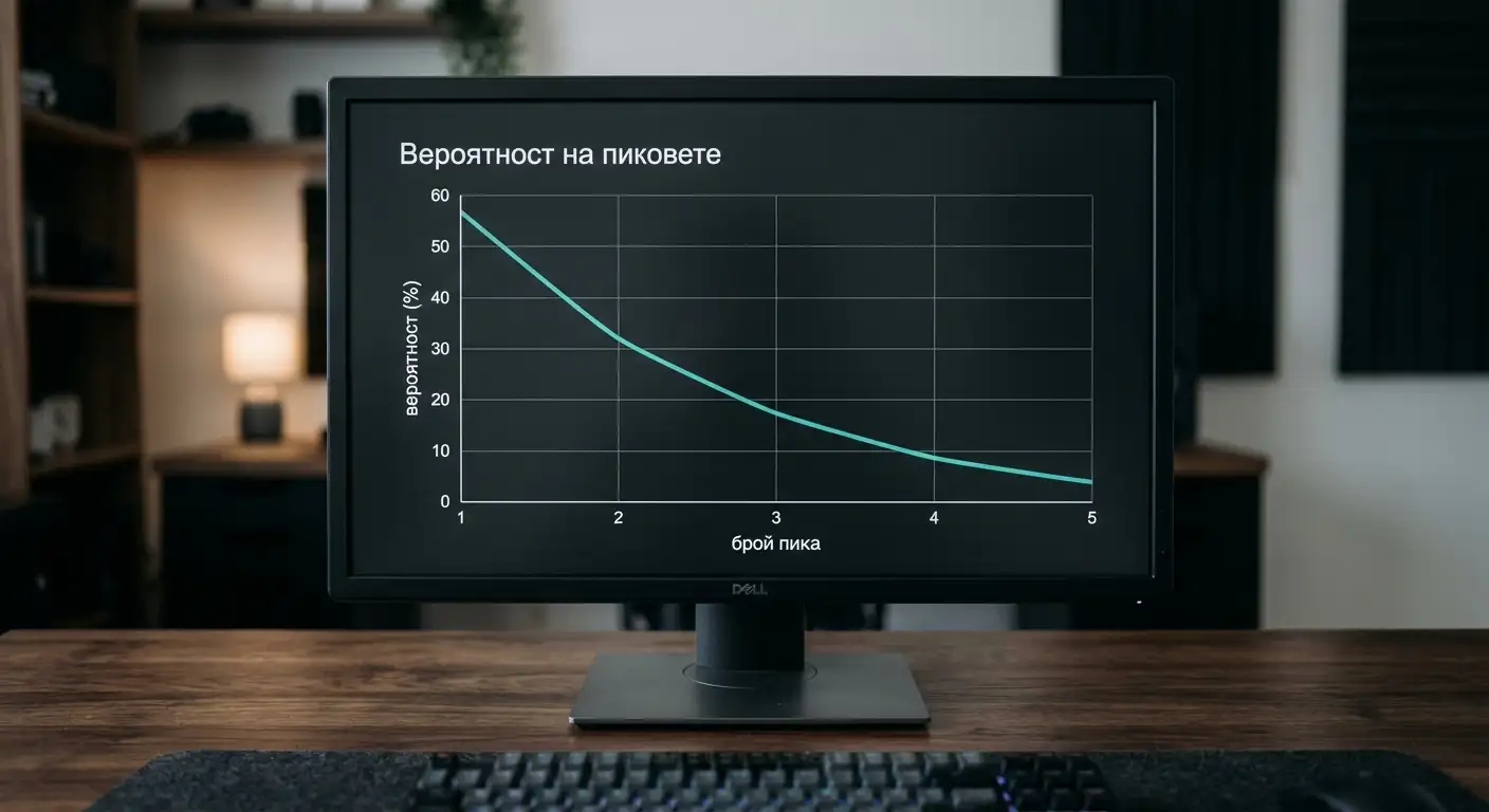Графика на спад на вероятността при добавяне на пика в парлей