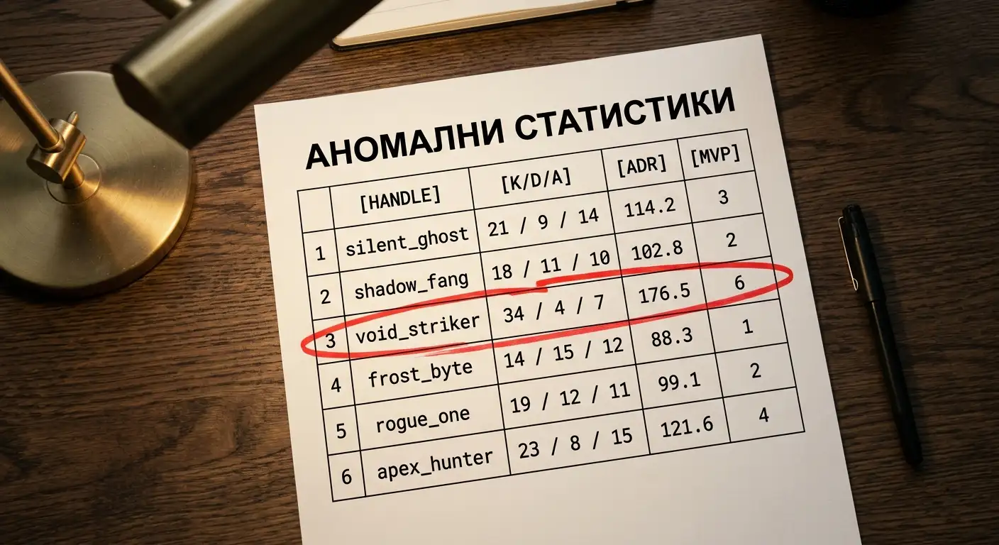 Аналитичен преглед на аномални статистики на eSports играч