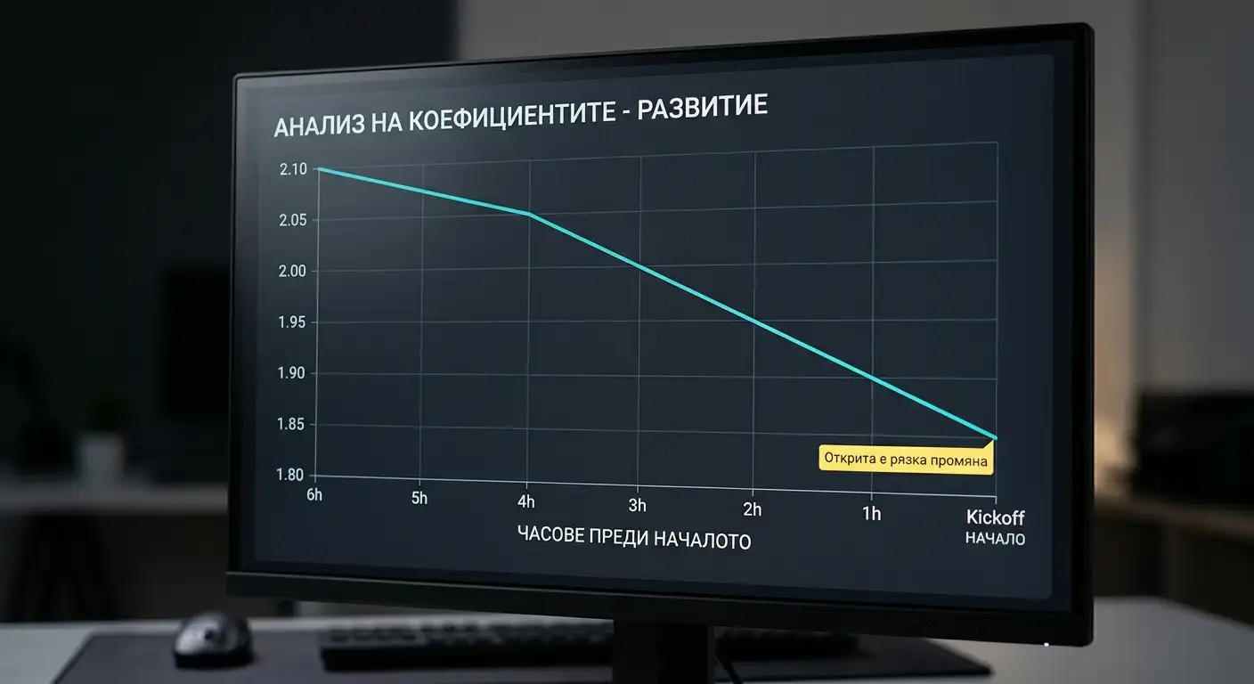 Движение на пазарна линия от sharp money преди мач