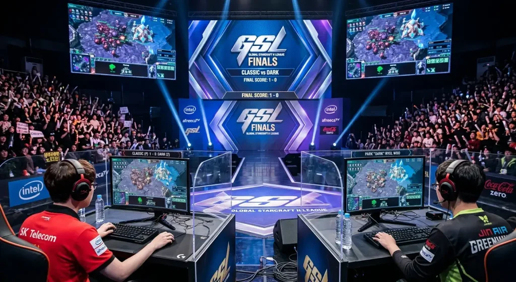 Финал на GSL Code S между двама играчи на сцена