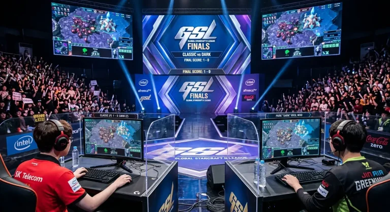 Финал на GSL Code S между двама играчи на сцена