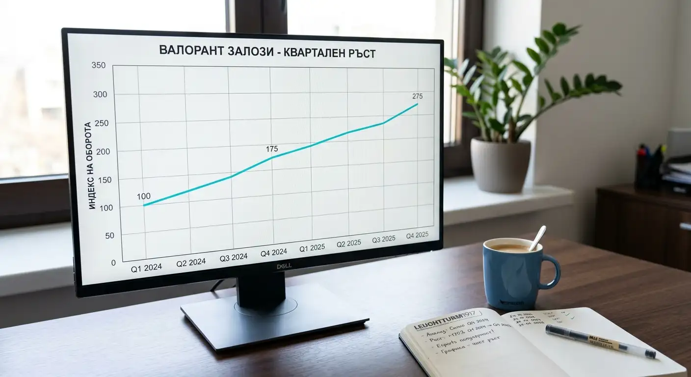 Графика на 175% YoY растеж на Valorant betting handle