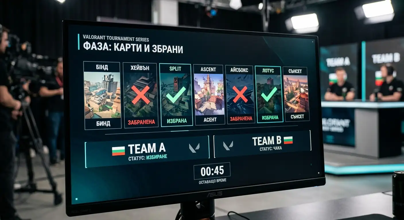 BAN-PICK екран по време на Valorant map veto