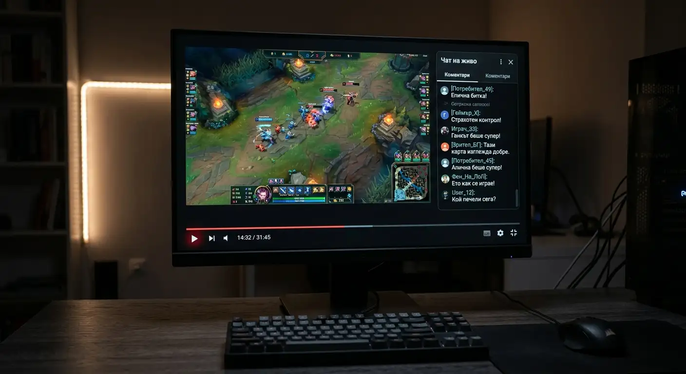 YouTube Gaming излъчване на регионален LoL мач